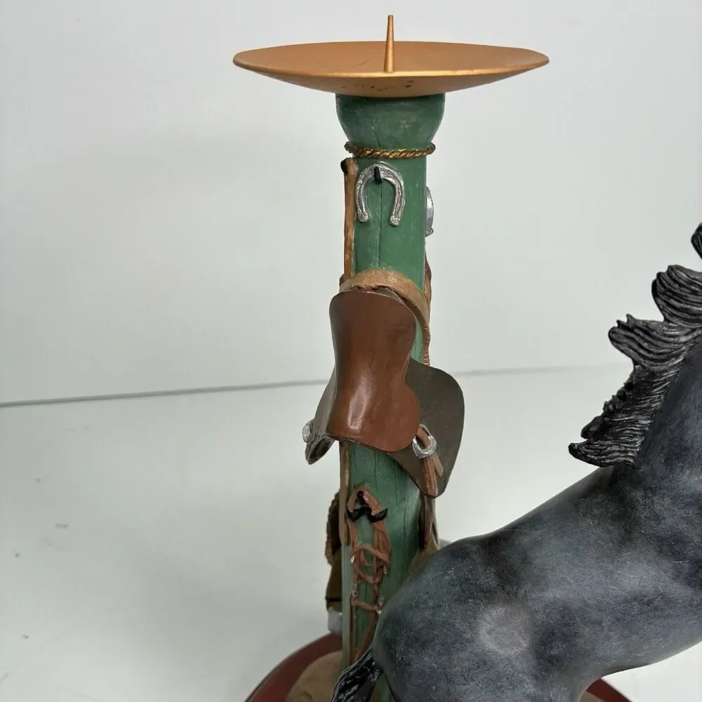 Danbury Mint Noble Black Stallion Candlestick Holder By Gianni Benveuti